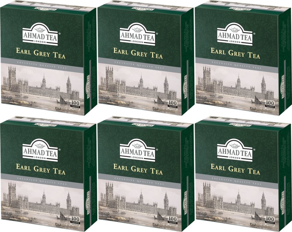 6x Herbata Earl Grey w torebkach z zawieszką Ahmad Tea, 100 sztuk x 2g