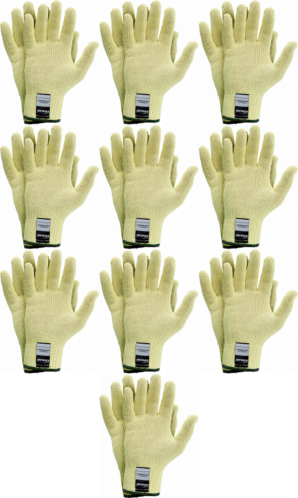 10x Rękawice robocze JS Gloves Kevlar, tkaninowe, rozmiar 8, żółty