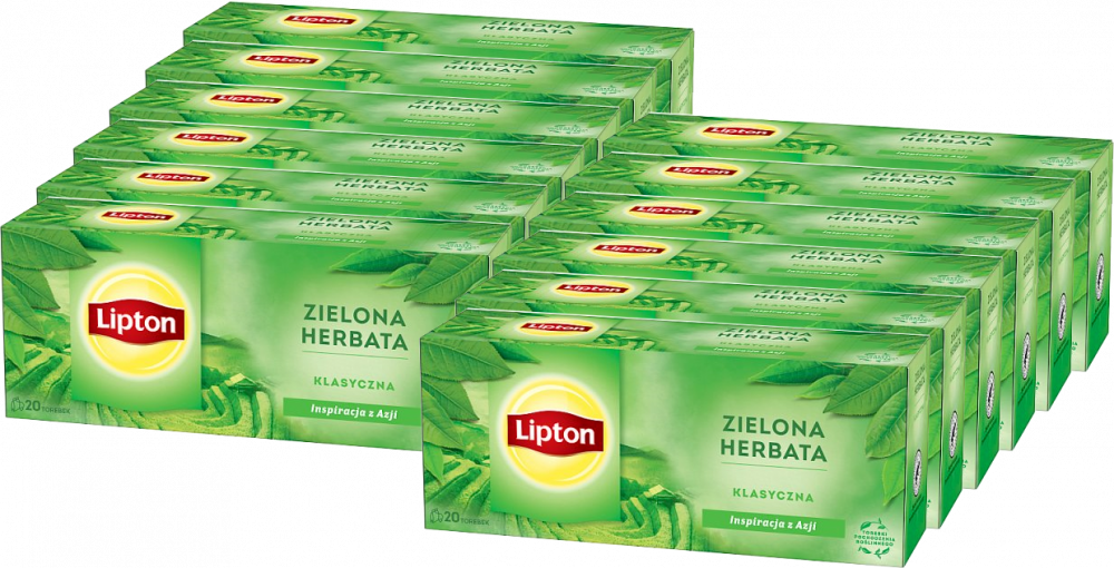 12x Herbata zielona w torebkach Lipton Green Tea Classic, 20 sztuk x 1.3g