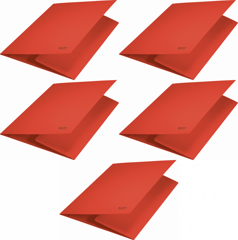 5x Teczka na dokumenty Leitz Recycle, A4, kartonowa, 2mm, czerwony