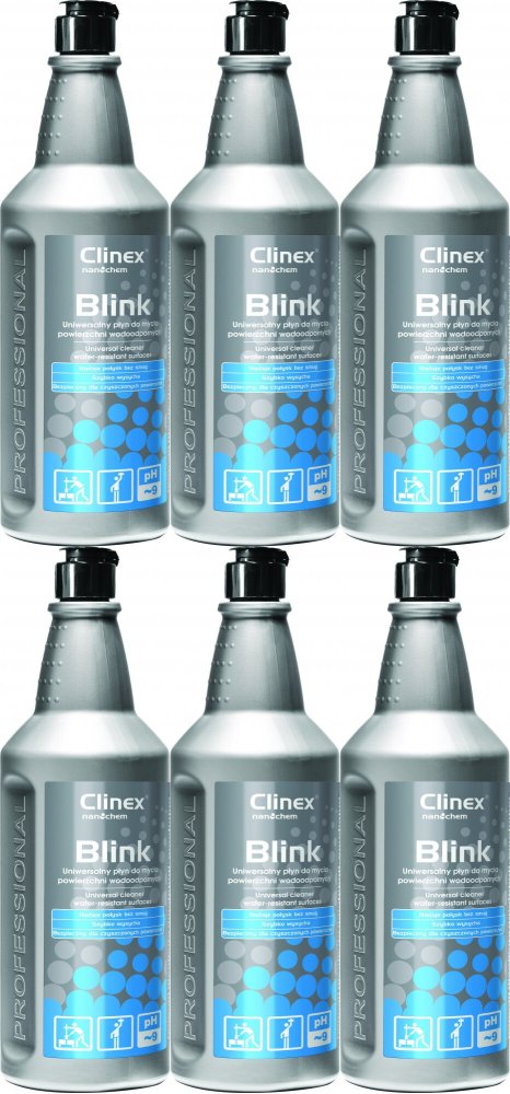 6x Płyn uniwersalny Clinex Blink 77-643, do mycia powierzchni wodoodpornych, 1l, cytrynowy