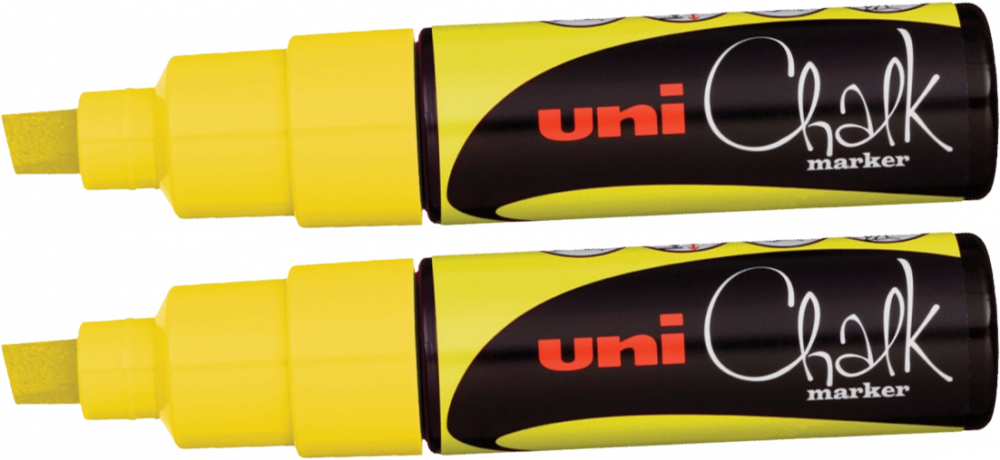 2x Marker kredowy Uni PWE-8K, ścięta, żółty