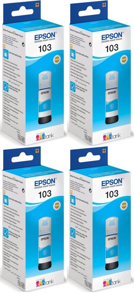 4x Tusz Epson 103 C13T00S24A (T00S24A), 7500 stron, cyan (błękitny)