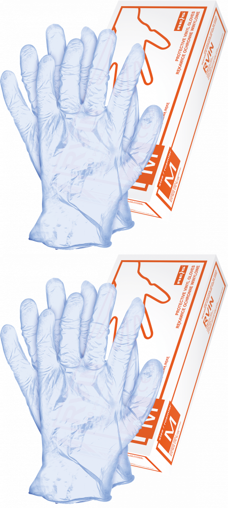 2x Rękawiczki jednorazowe winylowe Reis RVIN N, rozmiar L, 100 sztuk, niebieski