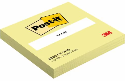 Karteczki samoprzylepne Post-it, 76x76mm, 100 karteczek, kanarkowy żółty