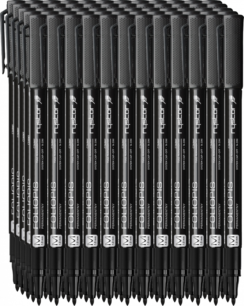 60x Foliopis Rystor, FM, okrągła, 1mm, czarny