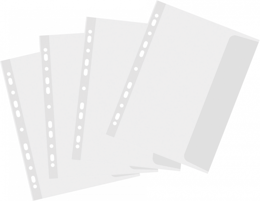 4x Koszulki groszkowe Biurfol, z klapką, A4, 90μm, 25 sztuk, transparentny