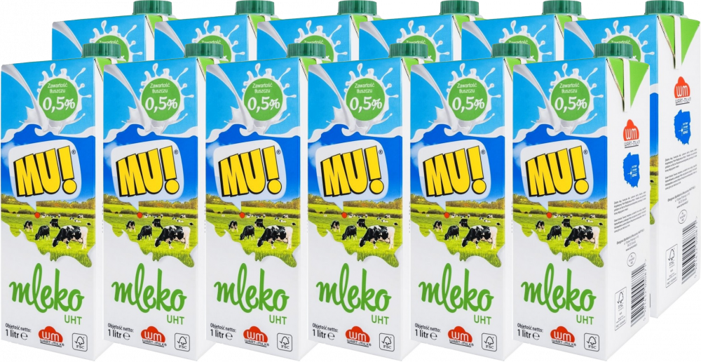 12x Mleko UHT Wart-Milk MU!, 0.5%, 1l