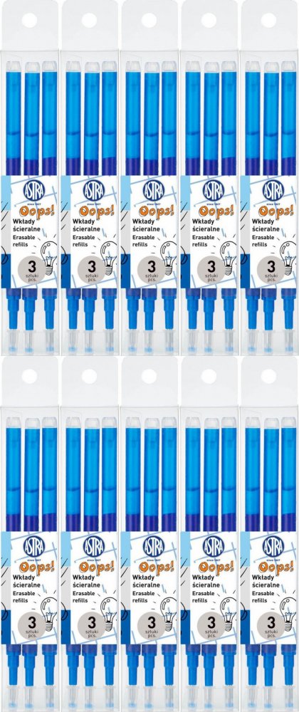 10x Wkład do długopisu wymazywalnego Astra Astrapen OOPS! Classic, 0.6mm, 3 sztuki, niebieski