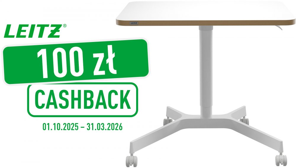 Biurko Leitz Ergo, z pneumatyczną regulacją wysokości, 600x750x800mm, biały