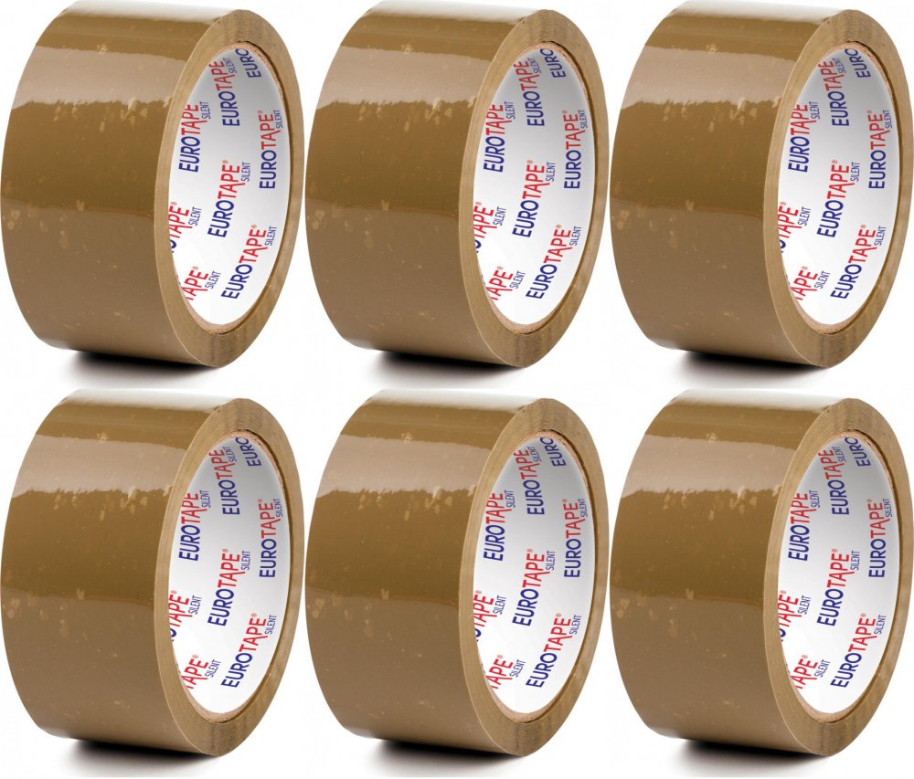 6x Taśma pakowa Dalpo, cicha, akrylowa, 48mmx54m, brązowy