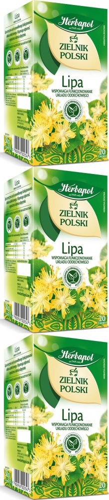 3x Herbata ziołowa w torebkach Herbapol Zielnik Polski, Lipa, 20 sztuk x 1.5g