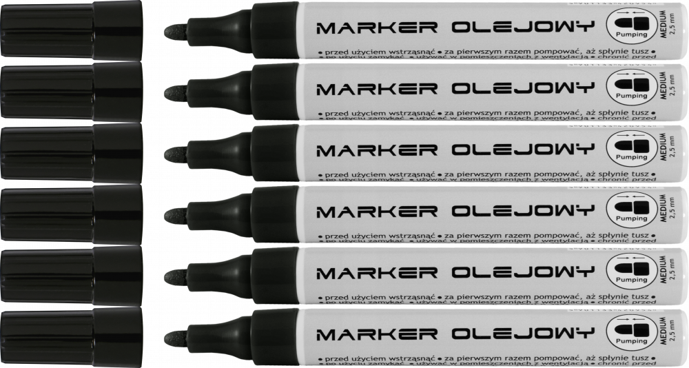 6x Marker olejowy Toma Economy TO-420, okrągła, 2.5mm, czarny