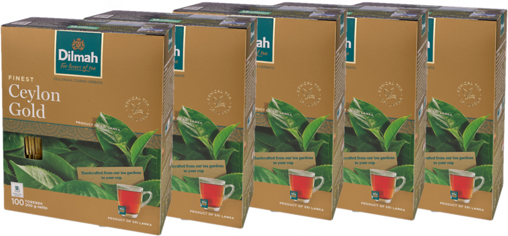 5x Herbata czarna w kopertach Dilmah Ceylon Gold, 100 sztuk x 2g