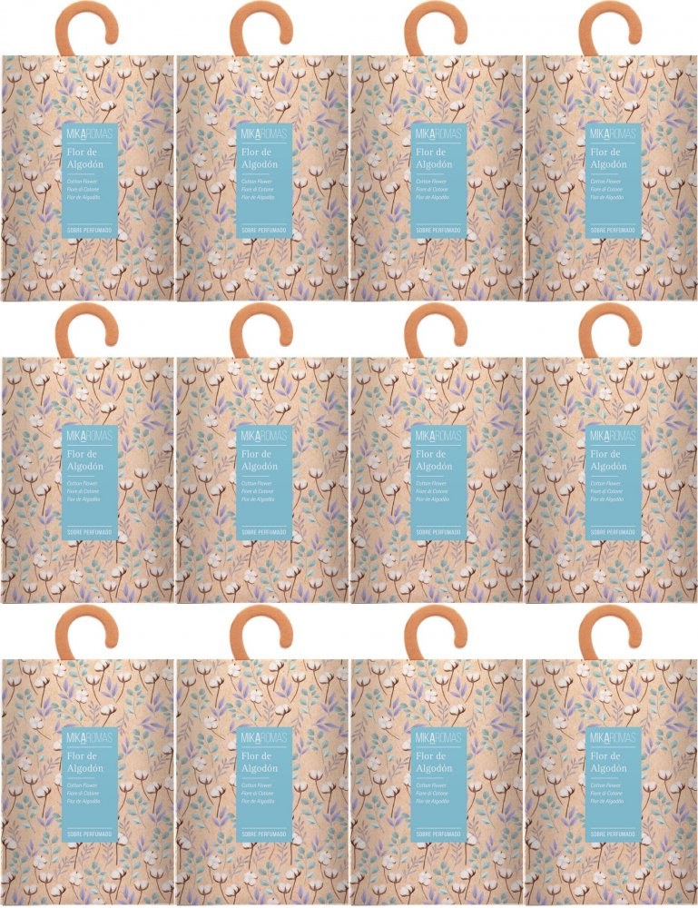 12x Saszetka zapachowa do szafy Mikaromas, kwiat bawełny, 100ml