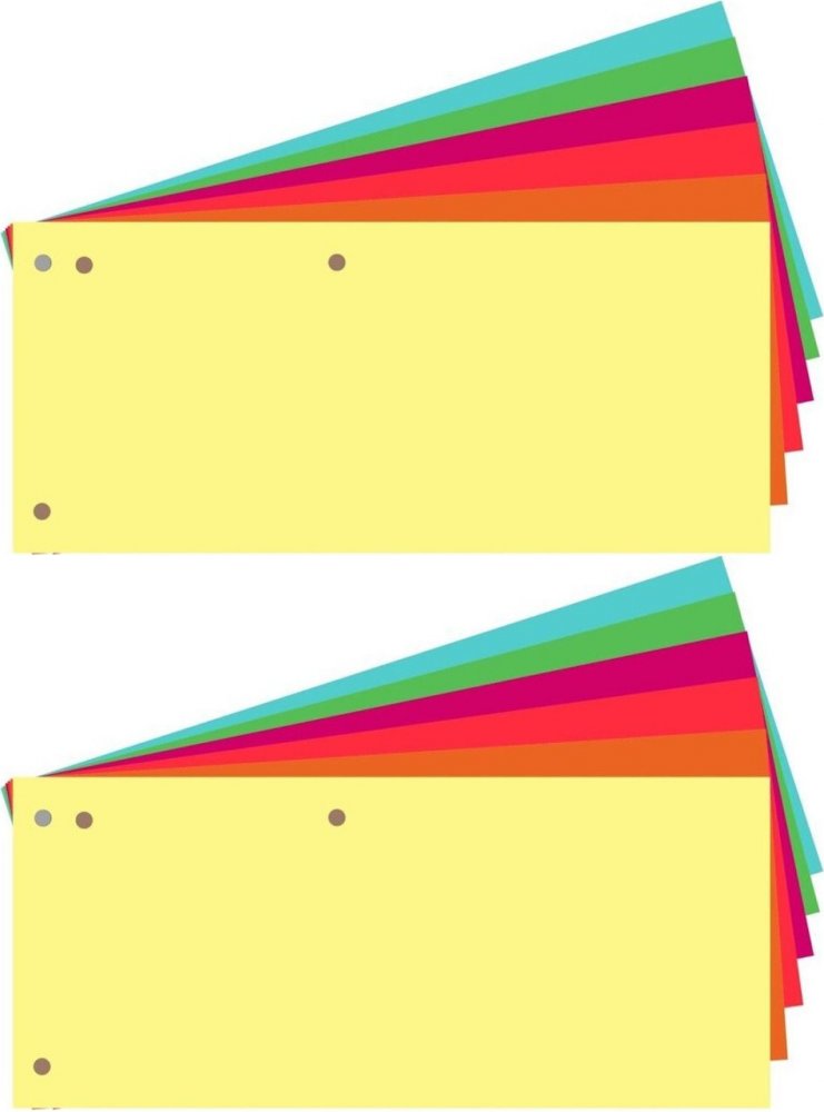 2x Przekładki do segregatora Tres, 1/3 A4, kartonowe, 100 kart, mix kolorów