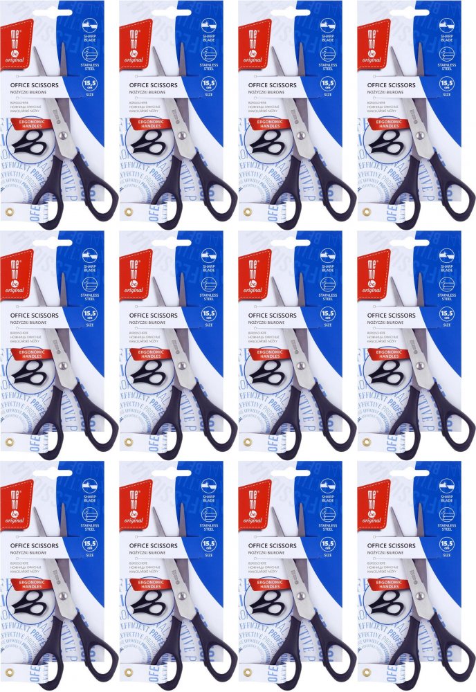 12x Nożyczki biurowe MemoBe, 15.5cm, czarny