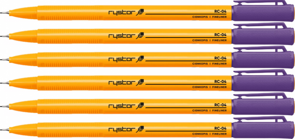 6x Cienkopis Rystor, RC-04, 0.4mm, fioletowy