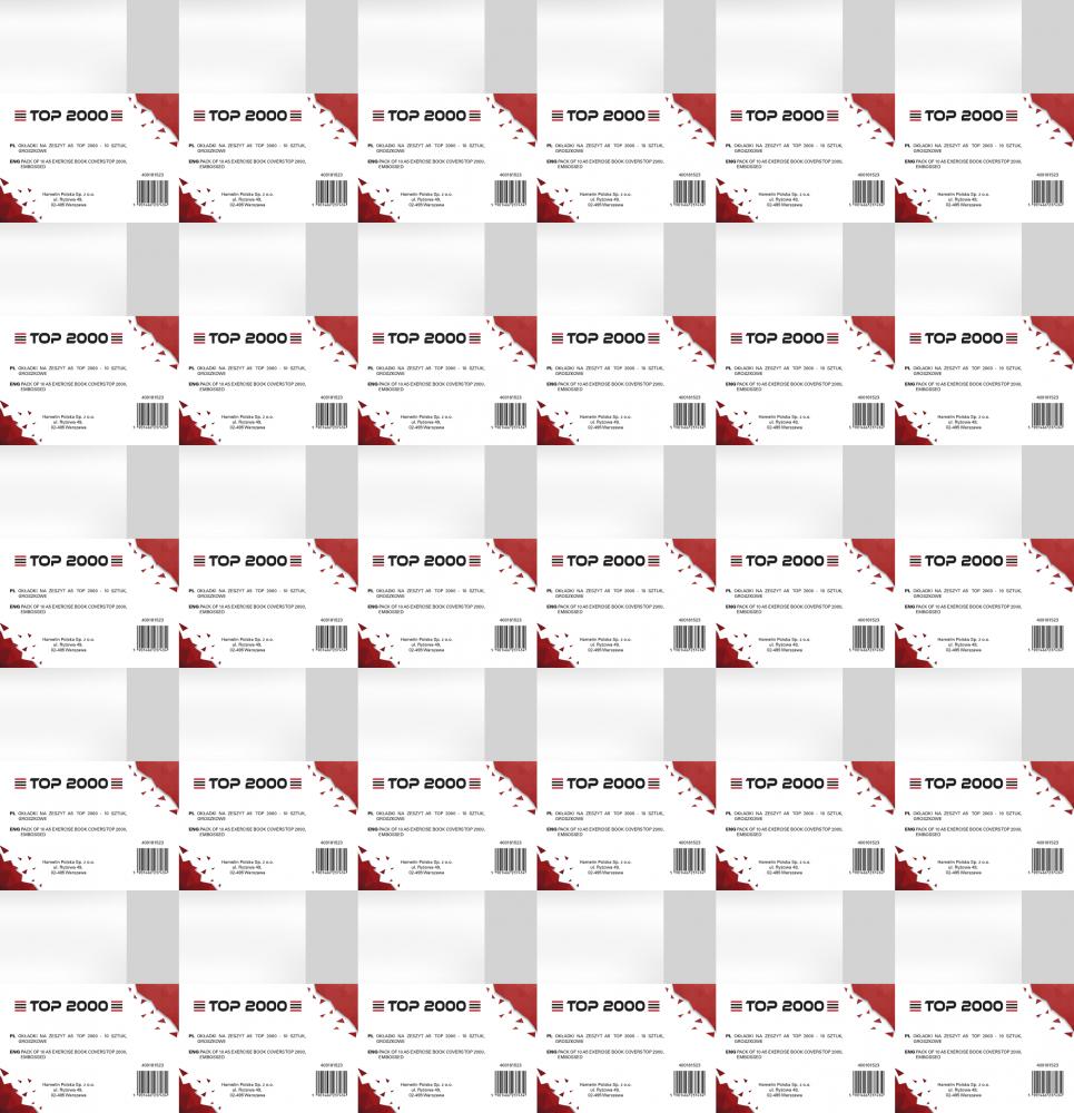 40x Okładka na zeszyt TOP2000, groszkowa, A5, PP, 10 sztuk, przezroczysty