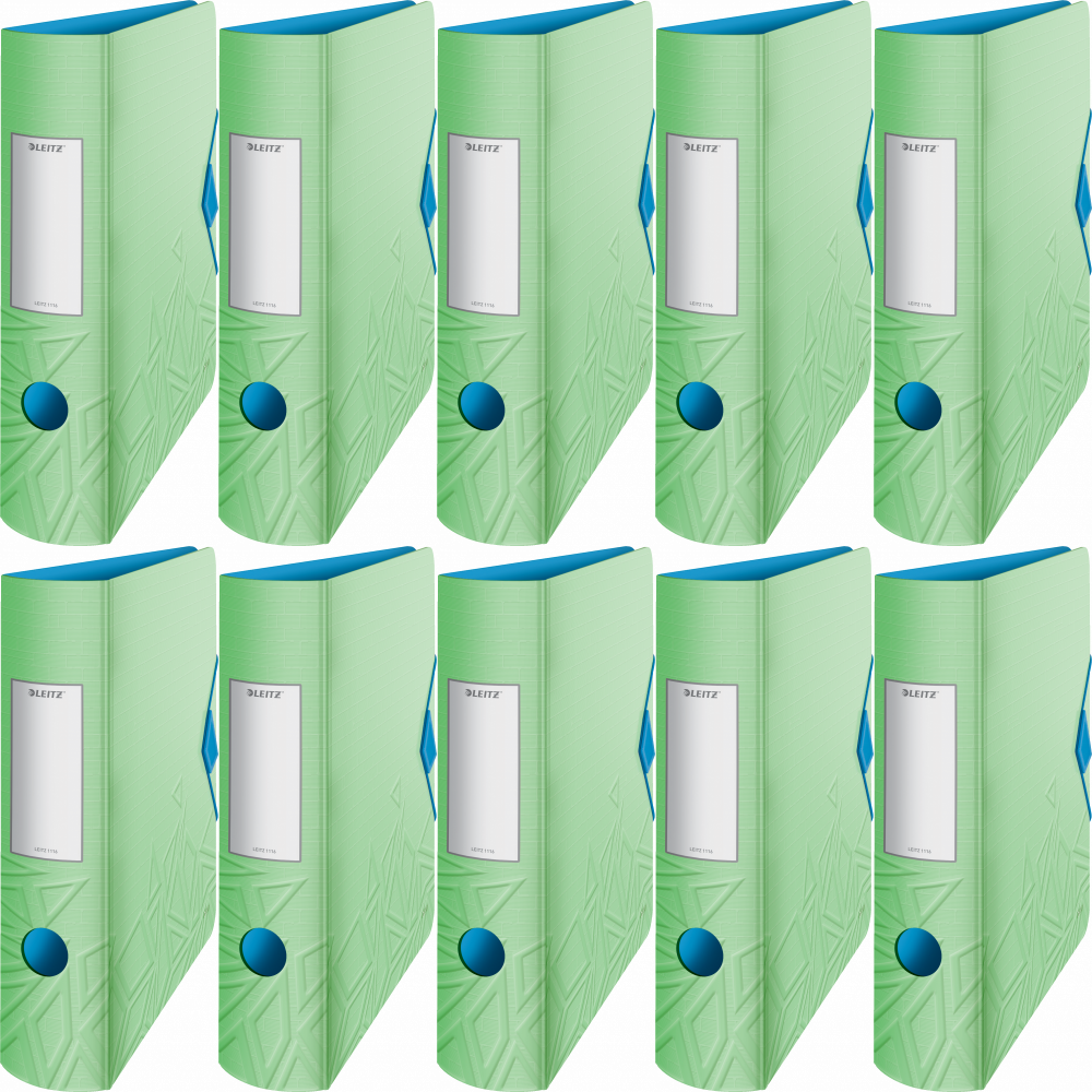 10x Segregator A4 Leitz 180° Active Urban Chic, szerokość grzbietu 82mm, do 500 kartek, zielony