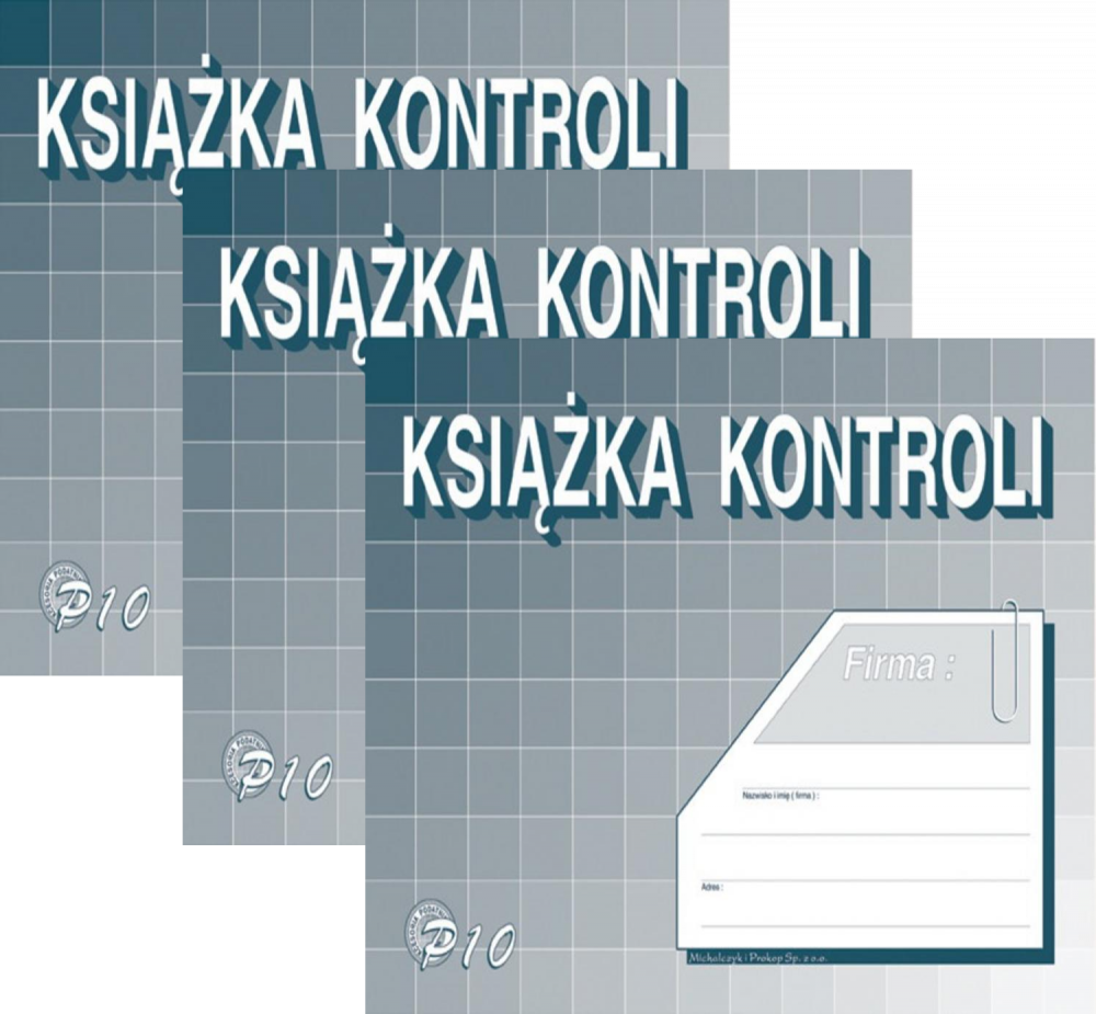 3x Druk akcydensowy Książka kontroli MiP P-10-U, A5, offsetowy, 16k