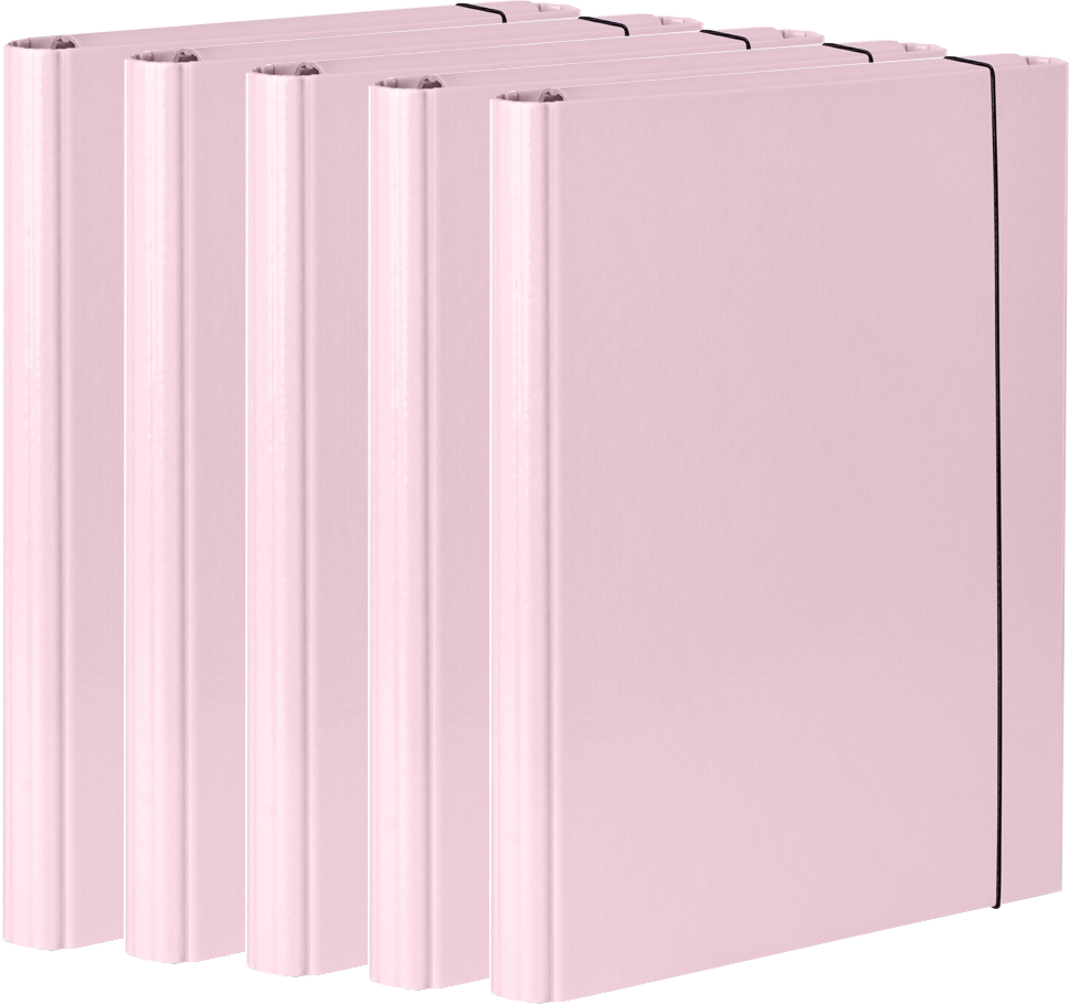 5x Teczka skrzydłowa z gumką VauPe, A4, 40mm, pastelowy różowy