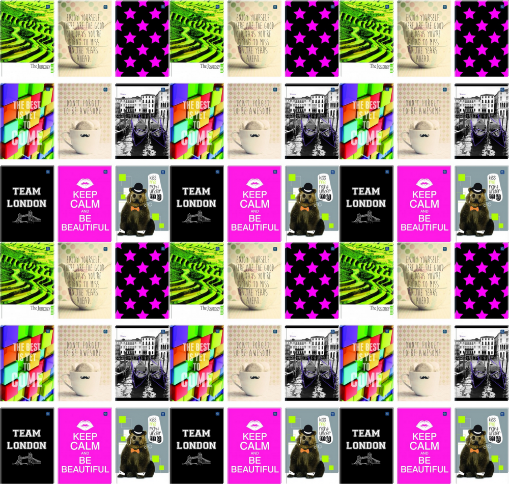 6x Brulion Interdruk, A4, 96 kartek, gładki, mix wzorów