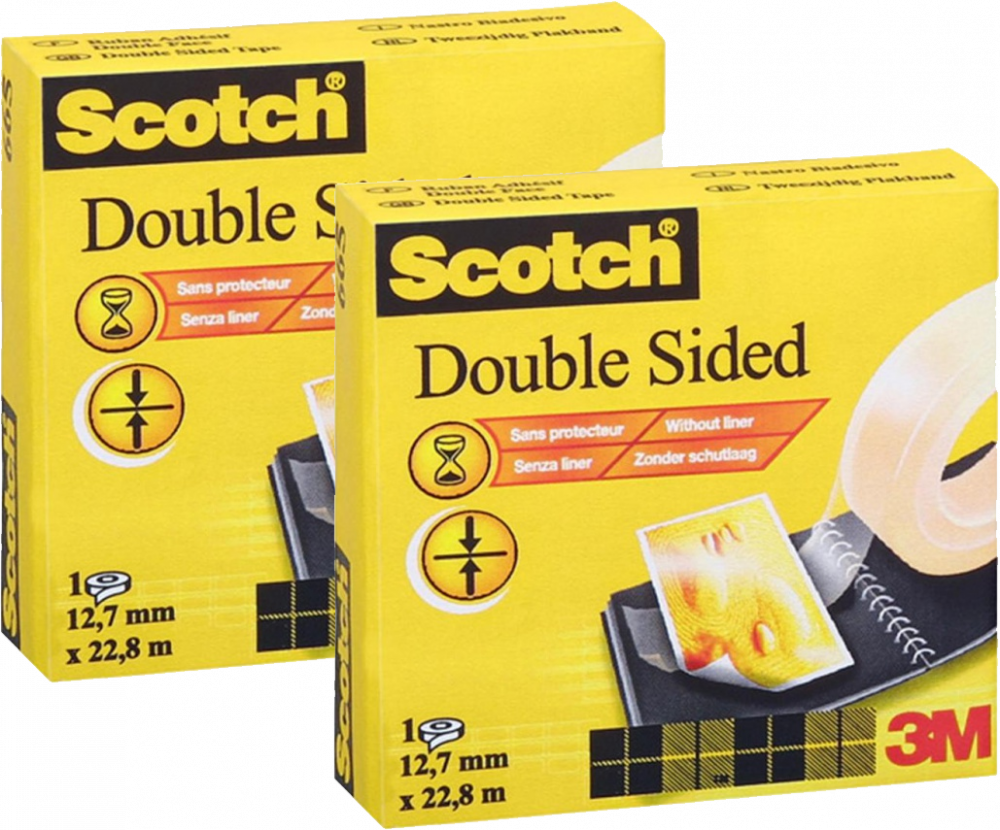 2x Taśma dwustronna Scotch, 12mmx22.8m, transparentny