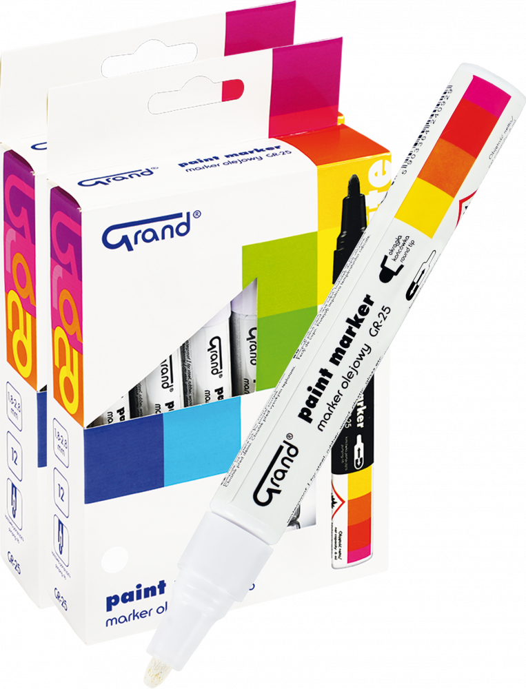 24x Marker olejowy Grand, GR-25, okrągła, 1.8mm, biały