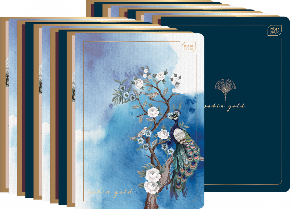 20x Zeszyt w kratkę Interdruk Metallic Satin Gold, A5, 60 kartek, mix wzorów