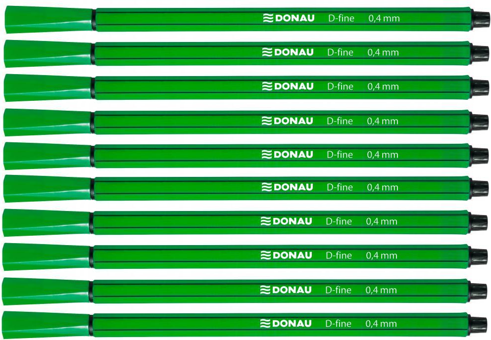 10x cienkopis Donau D-Fine, 0.4mm, zielony