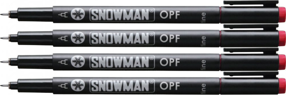 4x Foliopis permanentny Snowman OPF, cienki, 0.5mm, czerwony