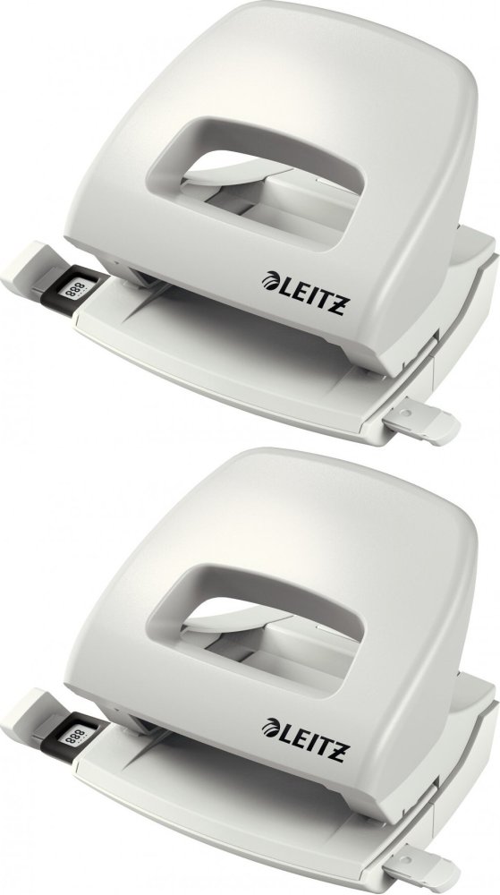 2x Dziurkacz Leitz New NeXXt, średni, do 16 kartek, jasnoszary