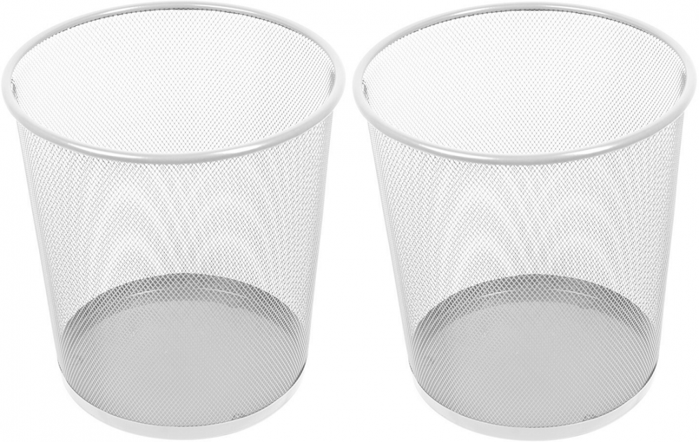 2x Kosz na śmieci Leviatan, metalowa siatka, druciany, 12l, perłowy