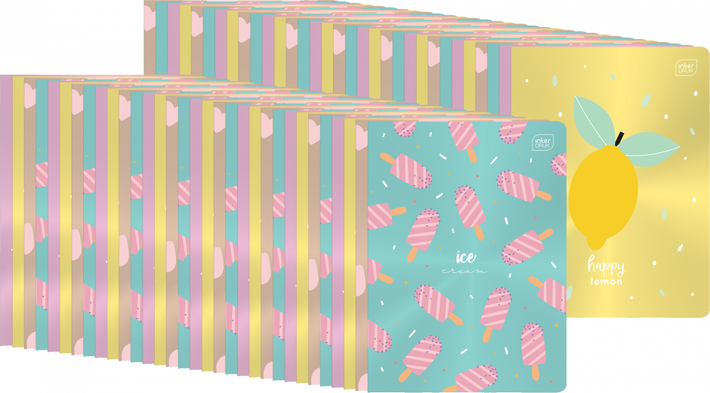 80x Zeszyt w wąskie linie Interdruk Metallic, A5, 16 kartek, mix wzorów