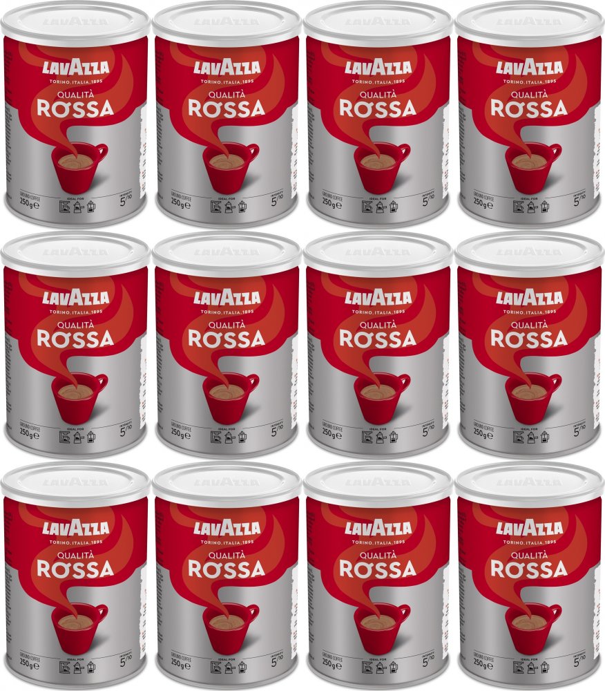 12x Kawa mielona Lavazza Qualita Rossa, puszka, 250g