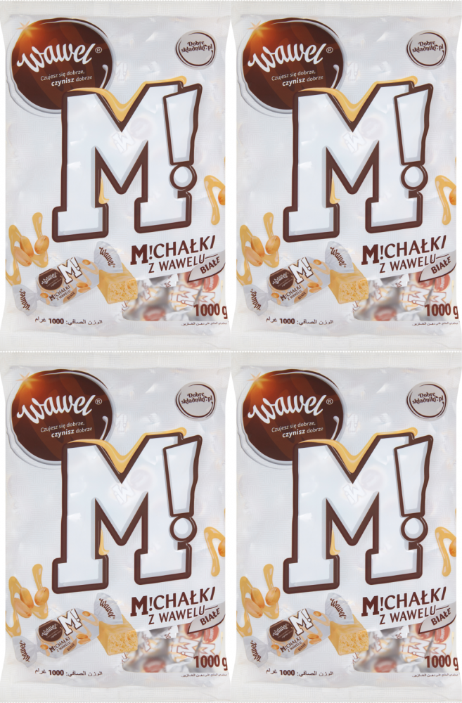 4x Cukierki Michałki Wawel, orzechowy w białej czekoladzie, 1kg