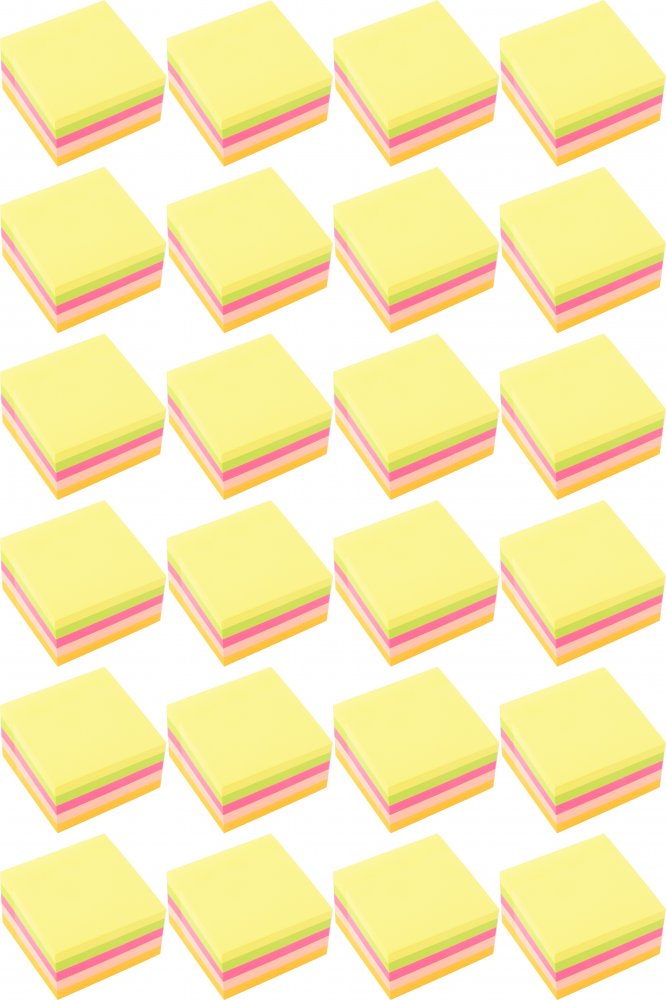 24x Karteczki samoprzylepne D.Rect, 76x76mm, 400 karteczek, mix kolorów neonowych