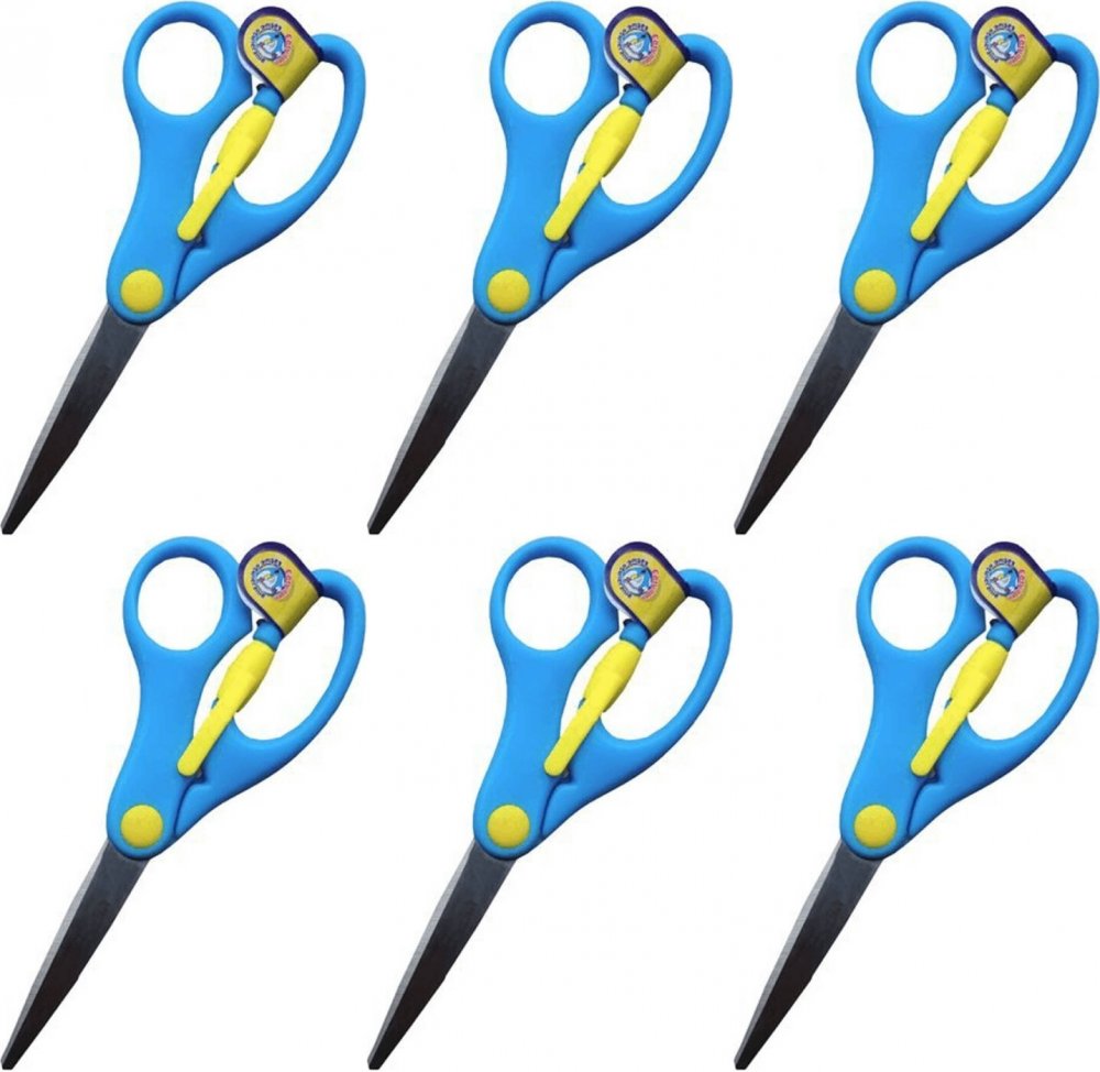 6x Nożyczki szkolne Astra Easy Open, z odbojnikiem, 13cm, 1 sztuka, na blistrze, mix kolorów