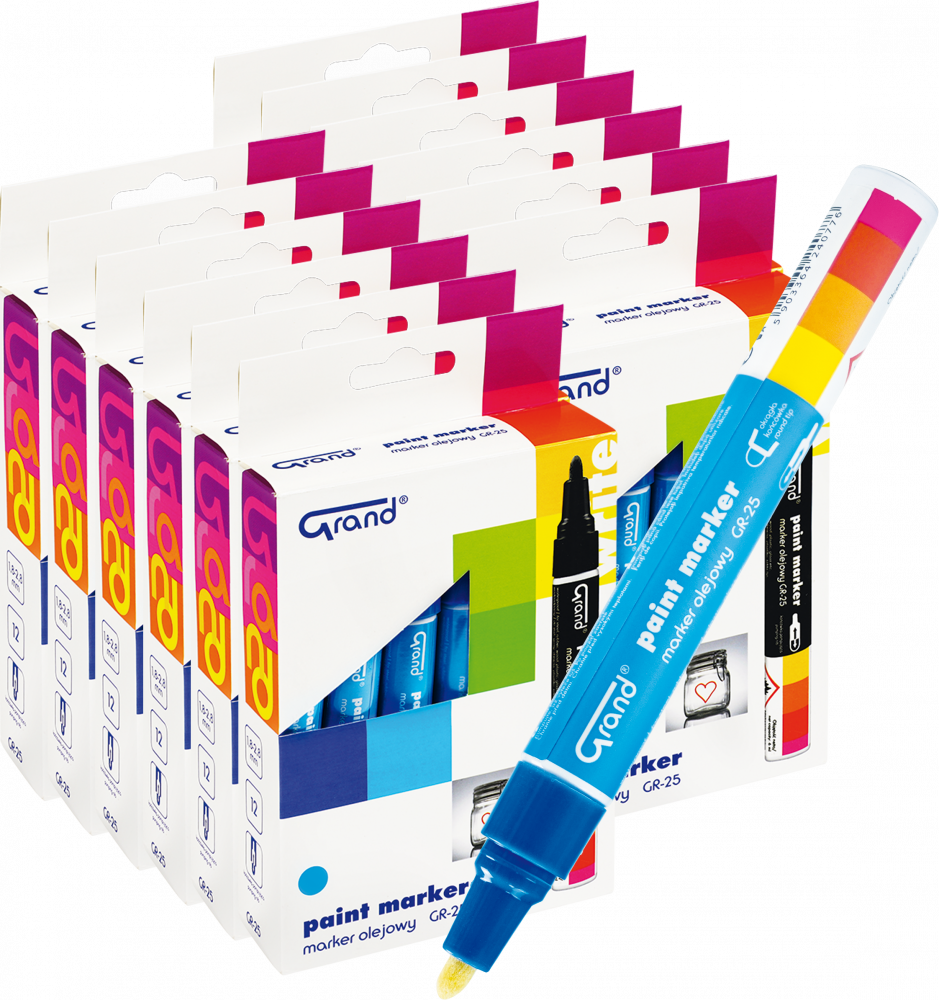 144x Marker olejowy Grand, GR-25, okrągła, 1.8mm, niebieski