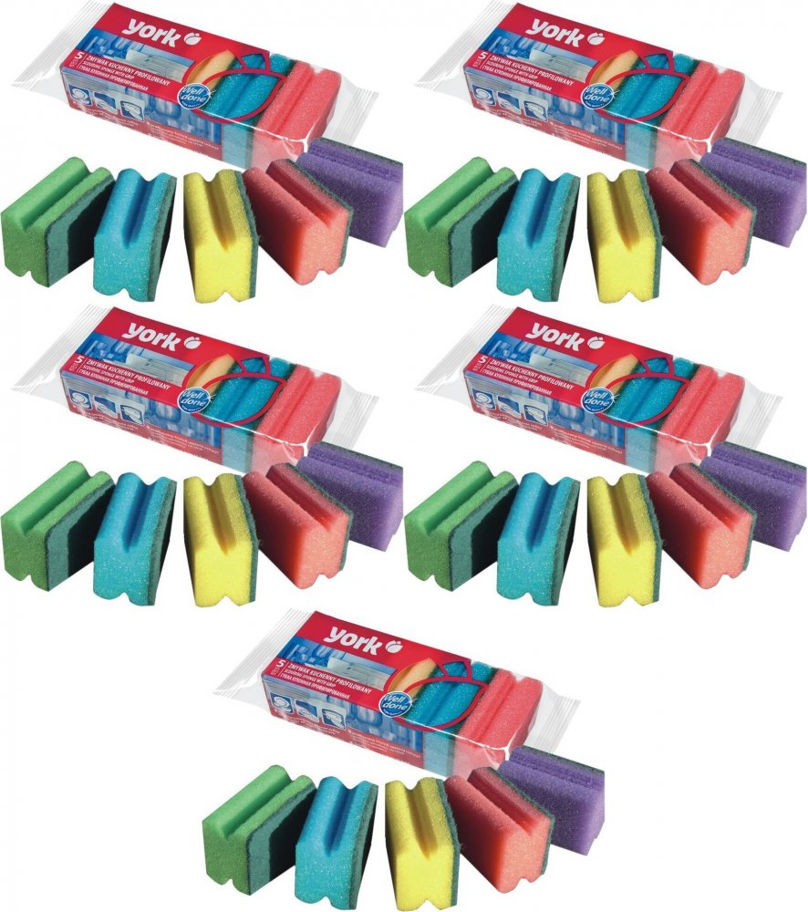 5x Zmywak kuchenny profilowany York, 5 sztuk, mix kolorów