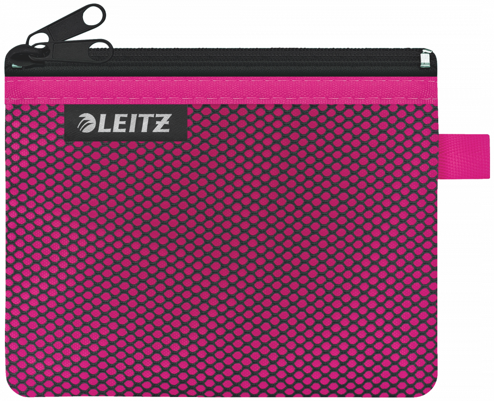 Koszulka/saszetka z suwakiem Leitz Wow, 2 przegródki, rozmiar S, 1 sztuka, różowy