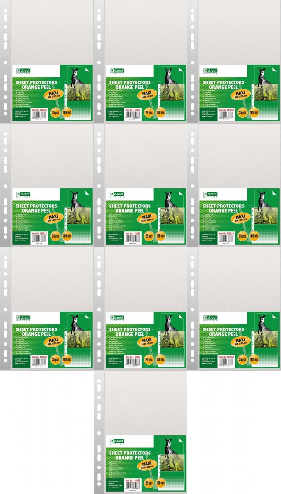 10x Koszulki groszkowe D.Rect Maxi, A4+, 240x305mm, 100μm, 25 sztuk, transparentny
