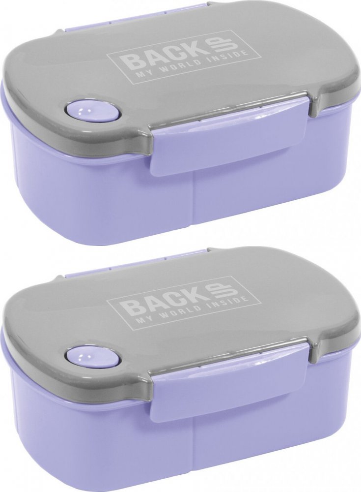 2x Lunchbox BackUP 7, bez BPA, 3 komory, 17x11x7cm, fioletowo-szary