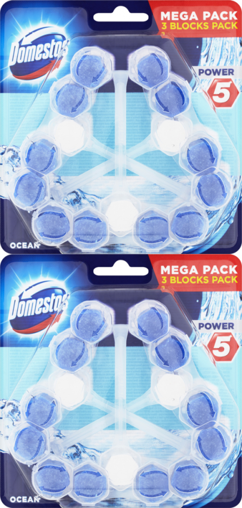 2x Zawieszka do WC Domestos Power 5, ocean, 3x55g