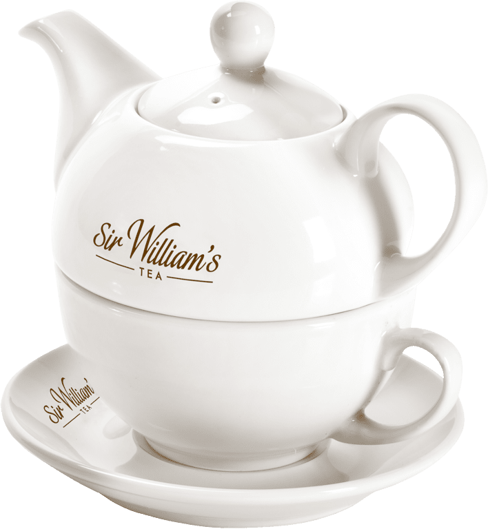 Zestaw do parzenia herbaty Sir William’s Royal Duo, dzbanek 350ml + filiżanką ze spodkiem 200ml, porcelana, biały
