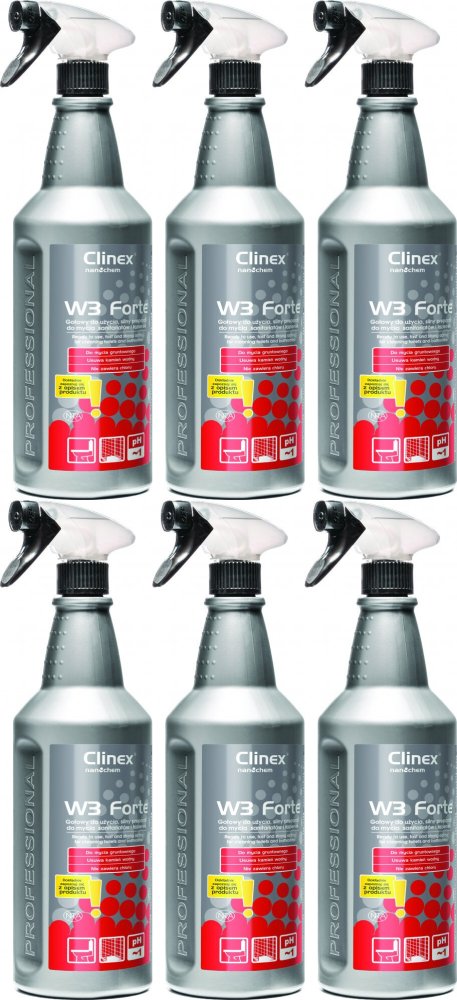 6x Preparat do mycia sanitariatów i łazienek Clinex W3 Forte, 1l