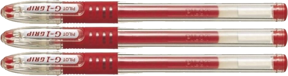 3x Długopis żelowy Pilot, G1 Grip, 0.5mm, czerwony
