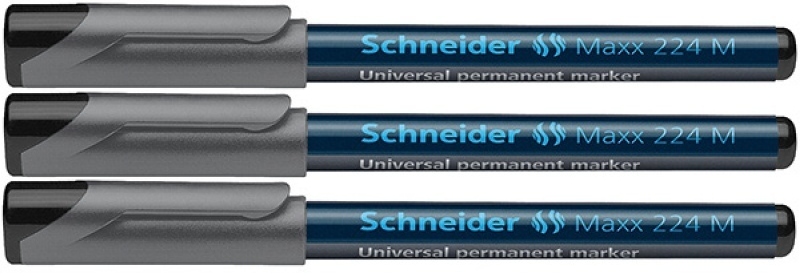 3x foliopis permanentny Schneider Maxx 224, okrągła, M, 1 mm, czarny