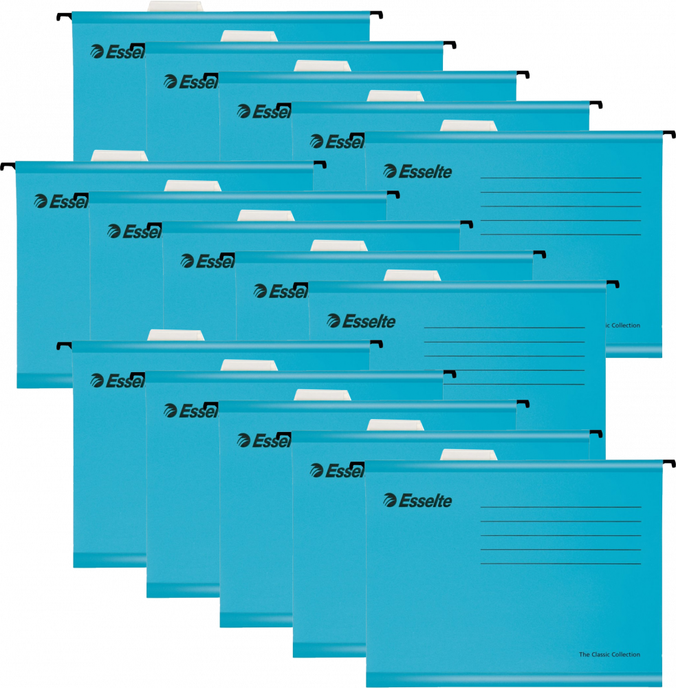 25x Teczka zawieszana kartonowa Esselte Classic, wzmacniana, A4, 345x240mm, 210g/m2 niebieski